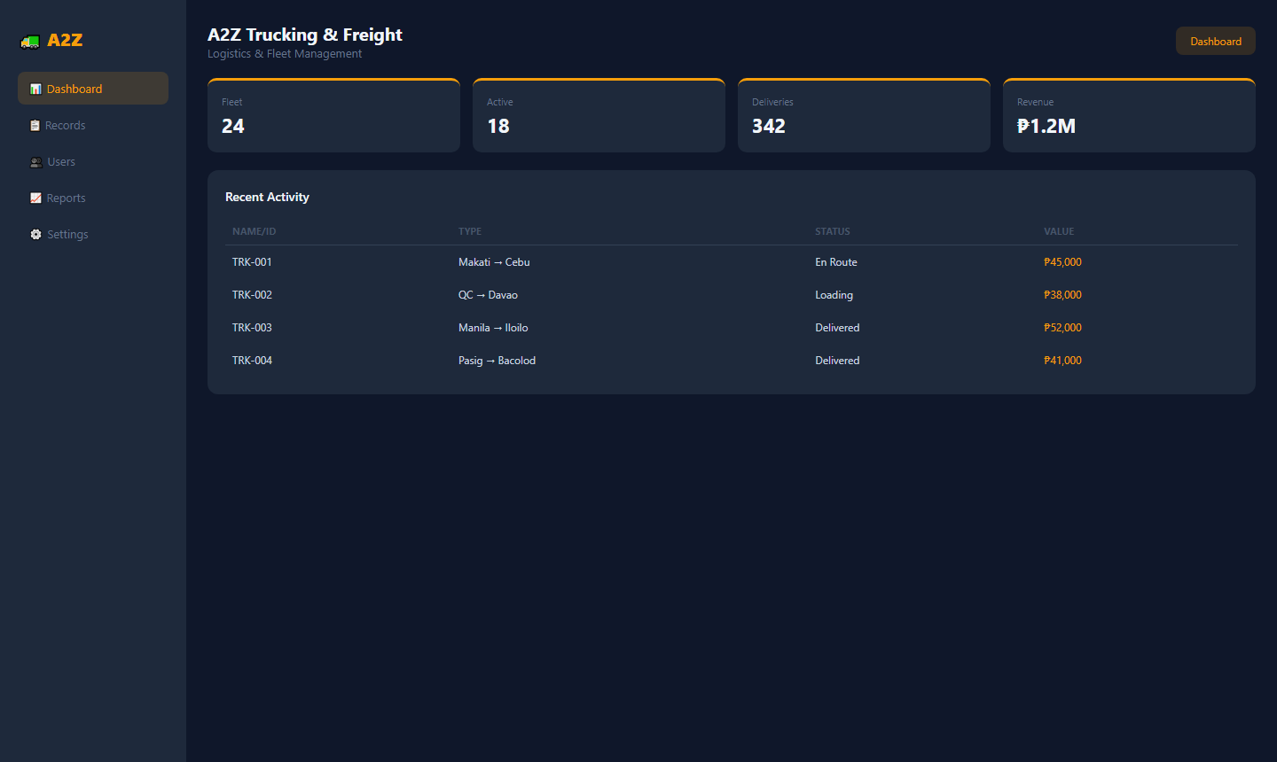A2Z Trucking & Freight screenshot