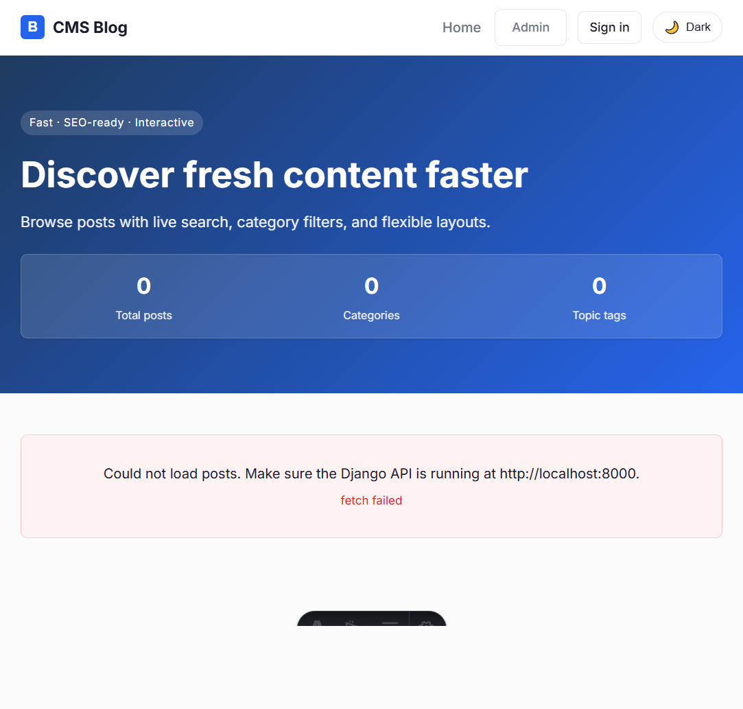 CMS / Blog Platform screenshot
